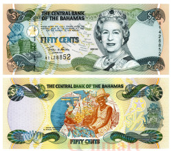 Бона. Багамы 50 центов 2001 год. Королева Елизавета II. (Пресс)