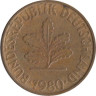  ФРГ. 10 пфеннигов 1980 год. (G) 