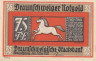  Бона. Германия. Брауншвейг 75 пфеннигов 1921 год. Улица и замок. Нотгельд. (VF) 
