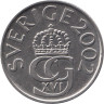  Швеция. 5 крон 2002 год. Король Карл XVI Густав. 