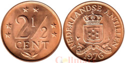 Нидерландские Антильские острова. 2,5 цента 1976 год. Герб.