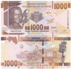 Бона. Гвинея 1000 франков 2022 год. Женщина. (Пресс)