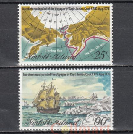  Набор марок. Остров Норфолк 1978 год. 200 лет арктическому путешествию Джеймса Кука. (2 марки) 