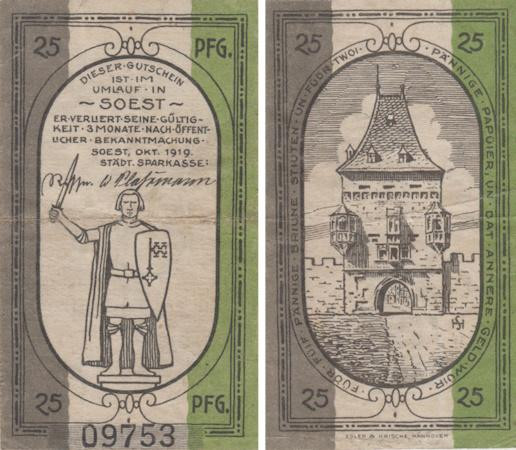  Бона. Германия. Зост 25 пфеннигов 1919 год. Нотгельд. (VF) 