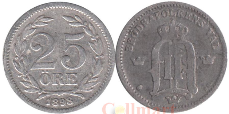  Швеция. 25 эре 1898 год. Король Оскар II. 