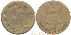 Намибия. 1 доллар 2006 год. Орёл-скоморох.