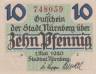  Бона. Германия. Нюрнберг 10 пфеннигов 1920 год. Нотгельд. (XF) 