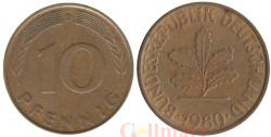 ФРГ. 10 пфеннигов 1980 год. (D)
