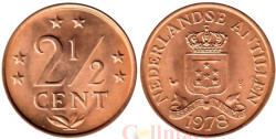 Нидерландские Антильские острова. 2,5 цента 1978 год. Герб.
