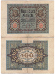 Бона. Германия (Веймарская республика) 100 марок 1920 год. Бамбергский всадник. P-69b (VG-F)
