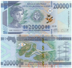 Бона. Гвинея 20000 франков 2018 год. Женщина. (AU)