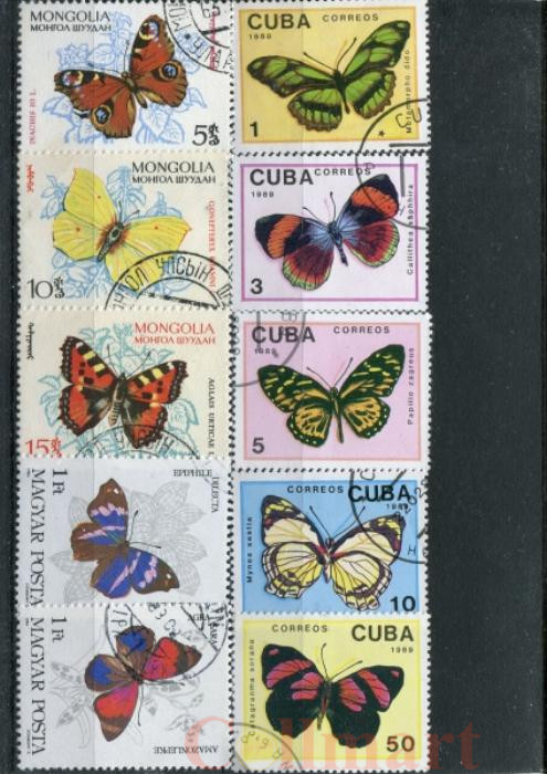 Набор марок. Бабочки. 10 марок + планшетка. № 1532. 