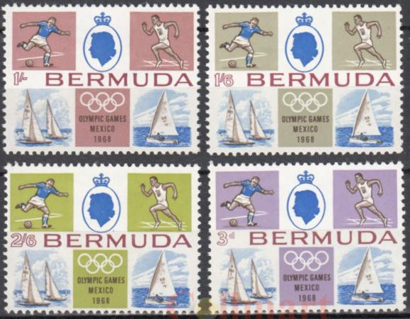  Набор марок. Бермудские острова 1968 год. Летние Олимпийские игры 1968 года в Мексике. (4 марки) 