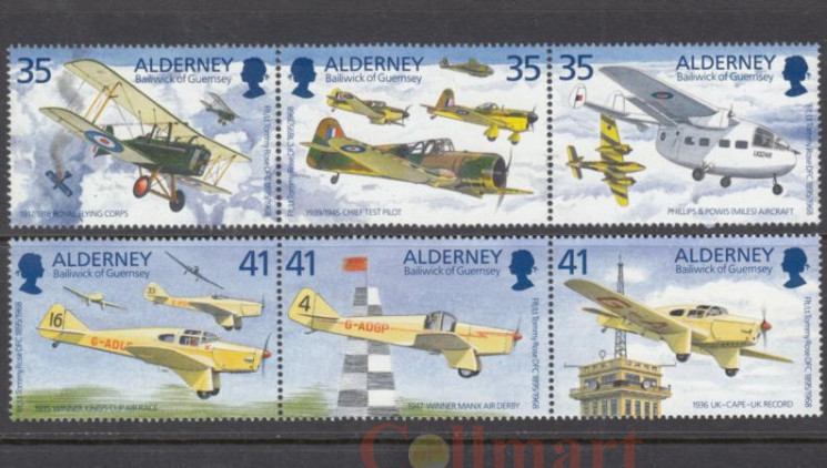  Набор марок. Олдерни (Бейливик Гернси) 1995 год. Самолеты. (6 марок) 