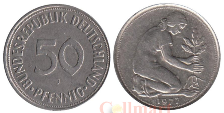  ФРГ. 50 пфеннигов 1977 год. (J) 