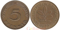 ФРГ. 5 пфеннигов 1980 год. (J)