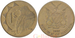 Намибия. 1 доллар 2008 год. Орёл-скоморох.