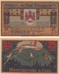 Бона. Германия. Вернигероде 25 пфеннигов 1920 год. Нотгельд. (XF)