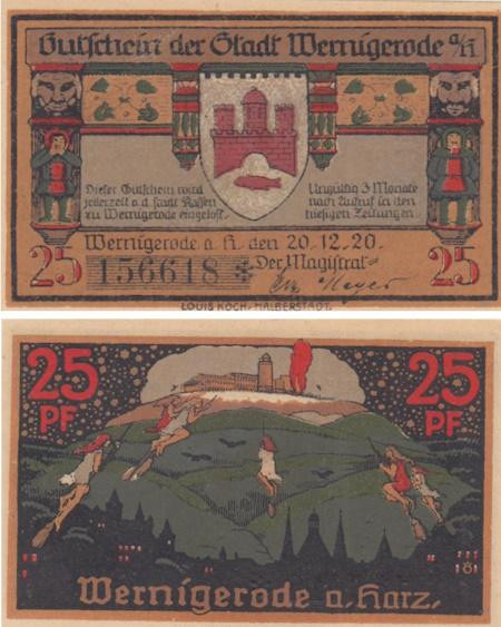  Бона. Германия. Вернигероде 25 пфеннигов 1920 год. Нотгельд. (XF) 