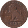  Бельгия. 1 сантим 1901 год. Лев. DER BELGEN 