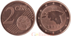 Эстония. 2 евроцента 2011 год.
