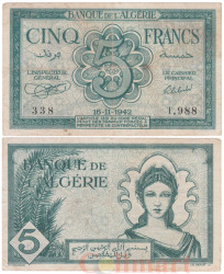 Бона. Алжир 5 франков 1942 год. (F)