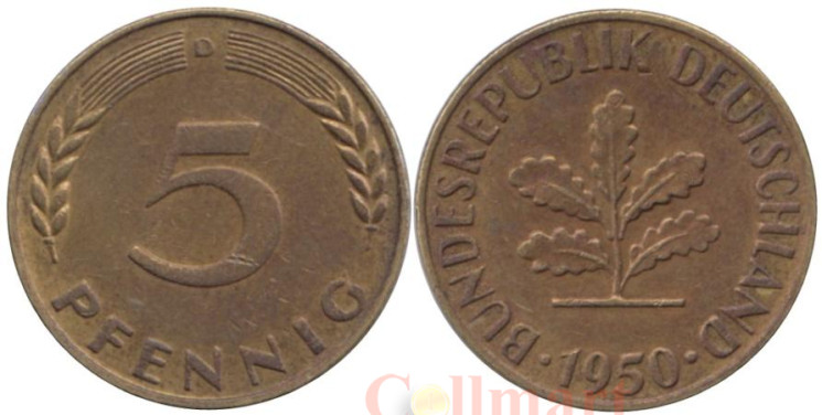  ФРГ. 5 пфеннигов 1950 год. (D) 