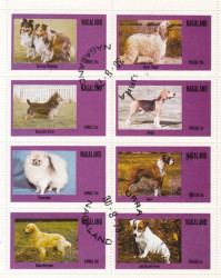 Малый лист. Индия, Нагаленд: Непочтовые марки. Собаки (1973).