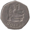  Соломоновы острова. 1 доллар 1977 год. Морское божество Нусу. (Без отметки монетного двора) 