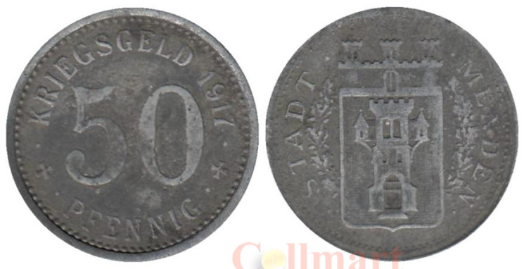  Германия. Менден. 50 пфеннигов 1917 год. Нотгельд. 