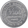  Германия. Гамбург. 1/100 марки 1923 год. Герб. (нотгельд) 