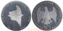 Германия (ФРГ). 10 марок 1994 год. 50 лет с момента покушения на Адольфа Гитлера. (Proof)
