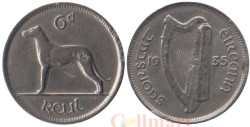Ирландия. 6 пенсов 1935 год. Ирландский волкодав.