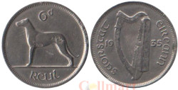 Ирландия. 6 пенсов 1935 год. Ирландский волкодав.