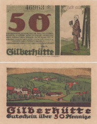 Бона. Германия. Харцгероде 50 пфеннигов 1921 год. Панорама города. Нотгельд зеленый. (XF)
