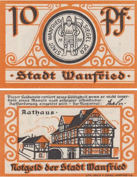  Бона. Германия. Ванфрид 10 пфеннигов 1920 год. Нотгельд. (XF) 