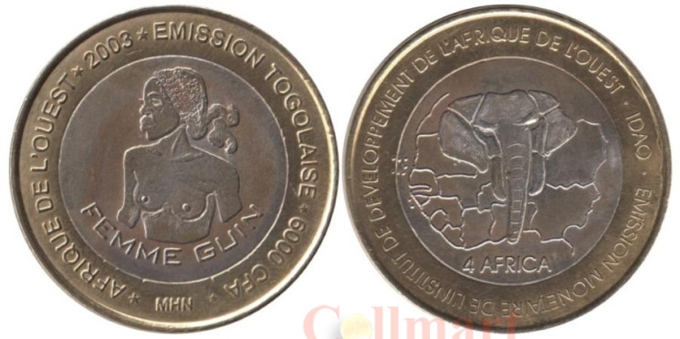  Того. 6000 франков 2003 год. Гвинейская женщина. 