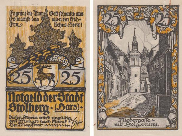  Бона. Германия. Штольберг 25 пфеннигов 1921 год. Нотгельд. (XF) 