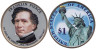  США. 1 доллар 2010 год. 14-й президент Франклин Пирс (1853-1857). цветное покрытие. 