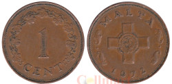 Мальта. 1 цент 1972 год. Георгиевский крест.