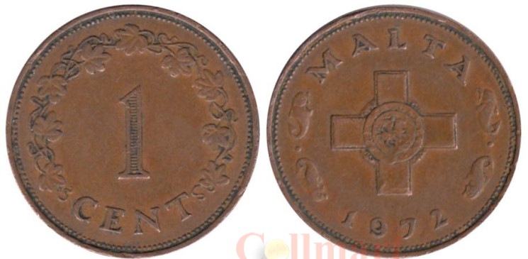  Мальта. 1 цент 1972 год. Георгиевский крест. 