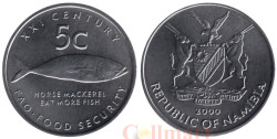 Намибия. 5 центов 2000 год. ФАО. Макрель.