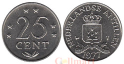 Нидерландские Антильские острова. 25 центов 1977 год. Герб.