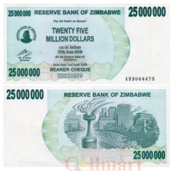 Бона. Зимбабве 25000000 долларов 2008 год. Факел. (Пресс)