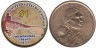  США. 1 доллар Сакагавея 2011 год. Договор с Вампаноагами. (цветное покрытие) 