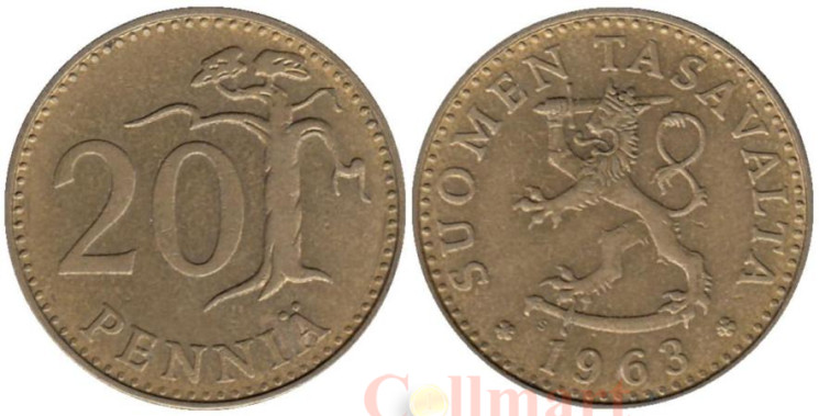  Финляндия. 20 пенни 1963 год. 