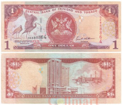 Бона. Тринидад и Тобаго 1 доллар 2002 год. Красный ибис. (XF)
