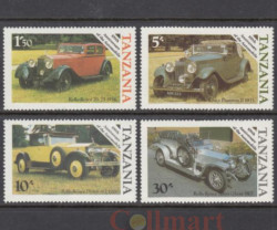 Набор марок. Танзания 1986 год. Ретро автомобили. 100-летие автомобиля. (4 марки)