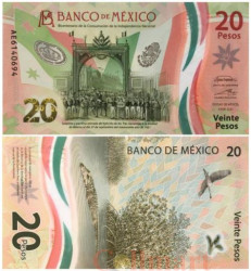 Бона. Мексика 20 песо 2021 год. 200 лет Независимости Мексики. P-132a.4 (Пресс)