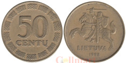 Литва. 50 центов 1998 год. Герб Литвы - Витис.